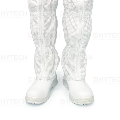 白色SPU長統鋼頭無塵安全鞋。正面