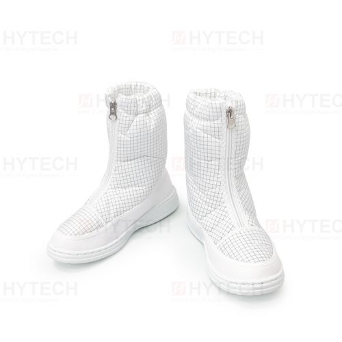 白色PU短筒無塵鞋，具靜電防護功能。