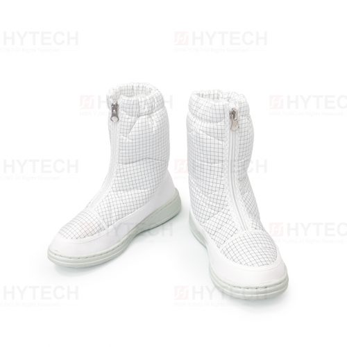 白色SPU短筒無塵鞋，具靜電防護功能。